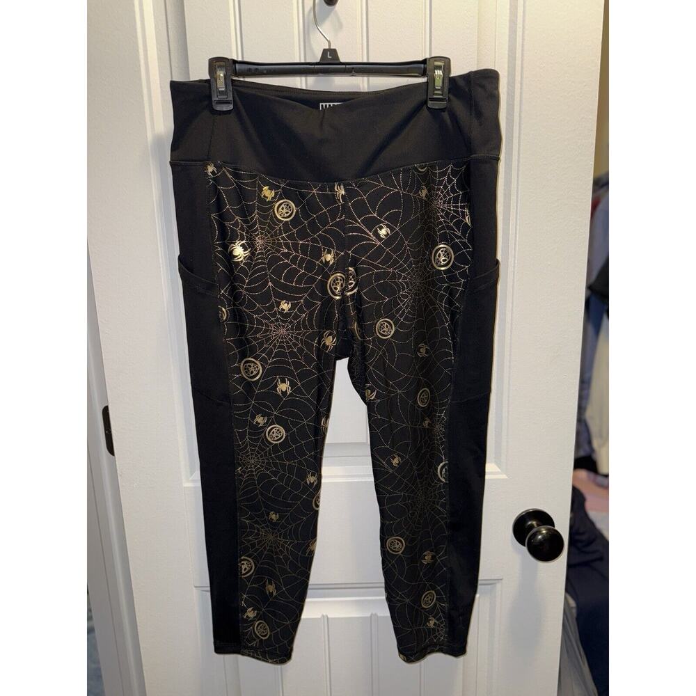 Black and Gold Women's Spider Web Print Pants